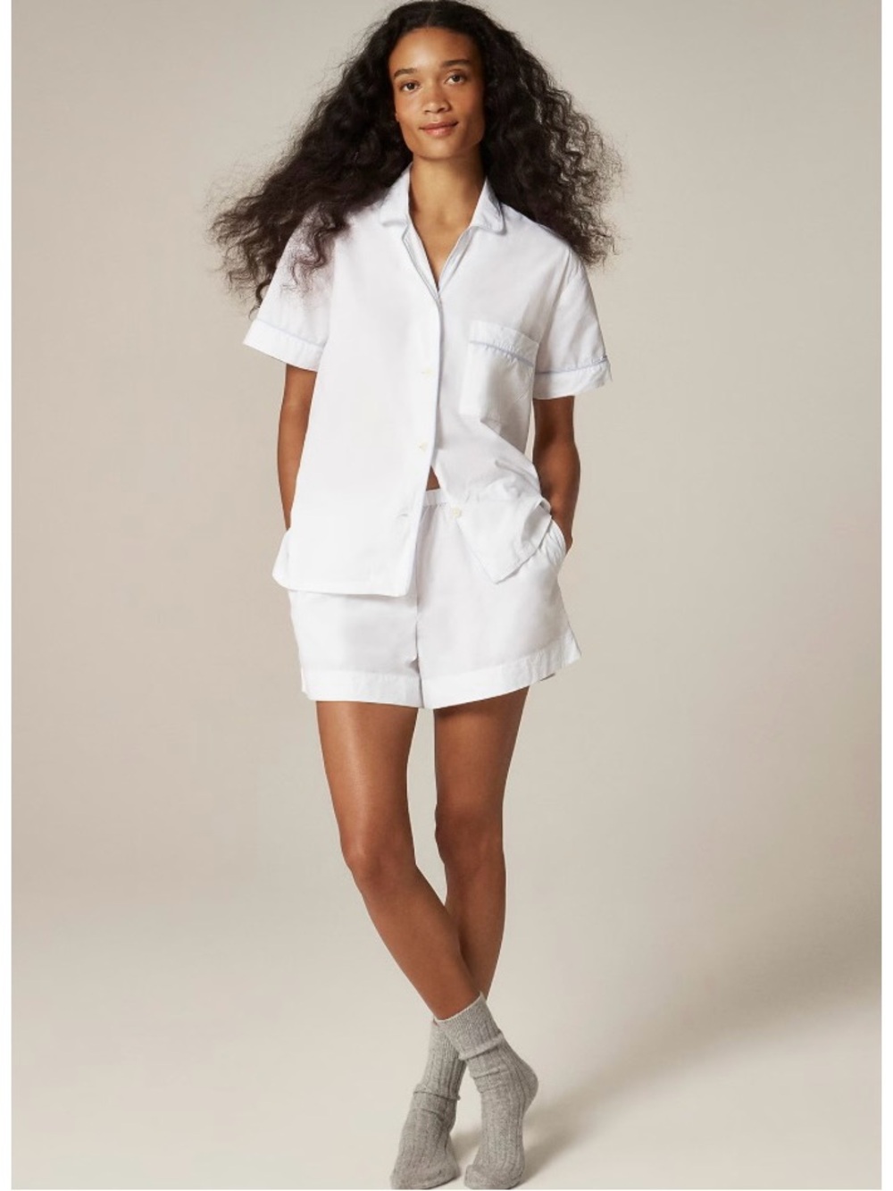 J. Crew Pajama Short Set End-on-end Cotton White